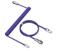 MAMBASNAKE C01 Coiled Keyboard Cable, Pro Custom USB-C Aviator Cable for Keyboard, Type-C to USB-A HyperSpeed Line with 8KHz Return Rate with Metal Aviation Connector for PC Gaming Keyboard-Purple