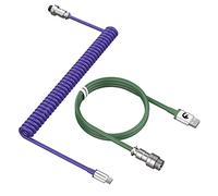 MAMBASNAKE C01 Coiled Keyboard Cable, Pro Custom USB-C Aviator Cable for Keyboard, Type-C to USB-A HyperSpeed Line with 8KHz Return Rate with Metal Aviation Connector for Gaming Keyboard-Purple/Green