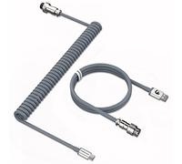 MAMBASNAKE C01 Coiled Keyboard Cable, Pro Custom USB-C Aviator Cable, Type-C to USB-A HyperSpeed Line with 8KHz Return Rate with Metal Aviation Connector for PC Gaming Keyboard-Grey