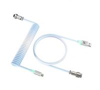 MAMBASNAKE C01 Ultimate RGB Coiled Keyboard Cable, Braided Aviation Plug USB-C 8K Sync LED Breathing Gradient, Durable Pure Copper Fast Charge for Magnetic Gaming Keyboard - White to Blue Gradient