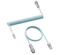 MAMBASNAKE C01 Ultra Coiled Keyboard Cable, 8K Polling Rate Rapid Trigger USB-A to USB-C Mechanical Gaming Keyboard TPU Aviator Cable with Metal Aviation Connector, RGB Light, for PC/Mac, Blue