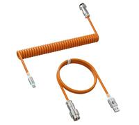 MAMBASNAKE C01 Ultra Coiled Keyboard Cable, 8K Polling Rate Rapid Trigger USB-A to USB-C Mechanical Gaming Keyboard TPU Aviator Cable with Metal Aviation Connector, RGB Light, for PC/Mac, Orange