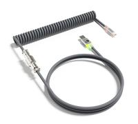 MAMBASNAKE C01ULTRA Coiled Keyboard Cable, Type C to USB A with Detachable Metal Aviator, RGB Interface Lighting, Spiral Cable USB C, 8KHz Return Rate for PC Gaming Keyboard,4.9ft Length- Grey