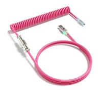 MAMBASNAKE C01ULTRA Coiled Keyboard Cable, Type C to USB A with Detachable Metal Aviator, RGB Interface Lighting, Spiral Cable USB C, 8KHz Return Rate for PC Gaming Keyboard, 4.9ft Length -Berry Red