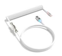 MAMBASNAKE C01ULTRA Coiled Keyboard Cable, Type C to USB A with Detachable Metal Aviator, RGB Interface Lighting, Spiral Cable USB C, 8KHz Return Rate for PC Gaming Keyboard,4.9ft Length- White