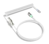 MAMBASNAKE C01ULTRA Coiled Keyboard Cable, Type C to USB A with Detachable Metal Aviator, RGB Interface Lighting, Spiral Cable USB C, 8KHz Return Rate for PC Gaming Keyboard, 4.9ft Length-Transparency