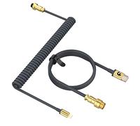 MAMBASNAKE C02 Coiled Keyboard USB-C Cable, 8000Hz Polling Rate-Grey | Pro Custom USB-C Aviator Cable, Type-C to USB-A HyperSpeed Line, 4-Pin Metal Aviation Connector for PC Gaming Keyboard