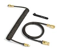 MAMBASNAKE C03 Coiled USB C Cable for 8KHz Gaming Keyboard-DarkGrey | Nylon Braided Mechanical Keyboard Cable, Detachable 4-Pin Metal Aviator, Double-Sleeved,Pro HyperSpeed USB A to Type C Cable
