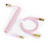 MAMBASNAKE C03 Coiled USB C Cable for Gaming Keyboard, Nylon Braided Mechanical Keyboard Cable with Detachable Metal Aviator, Double-Sleeved, Pro HyperSpeed Type C Cable with 8KHz Return Rate -Pink