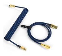 MAMBASNAKE C03 Coiled USB C Cable for Gaming Keyboard, Nylon Braided Mechanical Keyboard Cable with Detachable Aviator, Double-Sleeved, Pro HyperSpeed Type C Cable with 8KHz Return Rate -DarkBlue