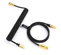 MAMBASNAKE C03 Coiled USB C Cable for Gaming Keyboard, Nylon Braided Mechanical Keyboard With Detachable Metal Aviator, Double-Sleeved, Pro HyperSpeed Type C With 8KHz Return Rate - Black