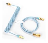 Mambasnake C03 Coiled USB C Keyboard Cable with Detachable Aviator, Double-Sleeved, Pro HyperSpeed Type C with 8KHz Return Rate - LightBlue