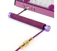 MAMBASNAKE C03 Custom Coiled Keyboard Cable and Metal Aviator Cable Winder Set - Aviator Cable Fixed Rod + Braided USB C Cable with 8K Hz Return Rate & Gold Aviator for Gaming Keyboard/Phone-RoseRed