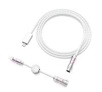MAMBASNAKE C07 8KHz CNC USB C Cable for Magnetic Keyboard, Adjustable RGB | Single Crystal Copper Braided Charging Cable, Data Transfer, 1.5M USB A to Type C, 5-Pin Aviation Connector (White)