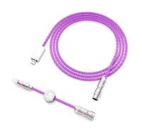 MAMBASNAKE C07 USB C Keyboard Cable for 8KHz Magnetic Keyboard, Single Crystal Copper Braided Charging Cable, Adjustable RGB, Data Transfer, 1.5M USB A to Type C, 5-Pin CNC Aviation Connector (Purple)