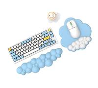 MAMBASNAKE Cloud Mouse Pad and Keyboard Wrist Rest Support Set with Coaster, Comfortable Memory Foam Wrist Cushion Support Mousepad Set with Non-Slip Base, Ergonomic Easy Typing Pain Relief