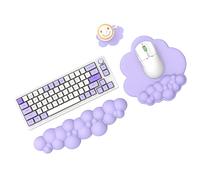 MAMBASNAKE Cloud Mouse Pad and Keyboard Wrist Rest Support Set with Coaster, Comfortable Memory Foam Wrist Cushion Support Mousepad Set with Non-Slip Base, Ergonomic Easy Typing Pain Relief-Purple