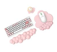 MAMBASNAKE Cloud Mouse Pad and Keyboard Wrist Rest Support Set with Coaster, Comfortable Memory Foam Wrist Cushion Support Mousepad Set with Non-Slip Base, Ergonomic Easy Typing Pain Relief-Pink