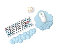 MAMBASNAKE Cloud Mouse Pad and Keyboard Wrist Rest Support Set with Coaster, Comfortable Memory Foam Wrist Cushion Support Mousepad Set with Non-Slip Base, Ergonomic Easy Typing Pain Relief-Blue