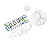 MAMBASNAKE Cloud Mouse Pad and Keyboard Wrist Rest Support Set with Coaster, Comfortable Memory Foam Wrist Cushion Support Mousepad Set with Non-Slip Base, Ergonomic Easy Typing Pain Relief-White