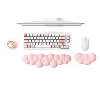 MAMBASNAKE Cloud Wrist Rest Keyboard and Mouse Set with Coaster, Memory Foam Ergonomic Cushion Support Pad with Non-Slip Base, Typing and Wrist Pain Relief for Work Gaming Computer - Pink