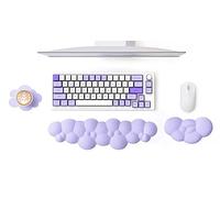 MAMBASNAKE Cloud Wrist Rest Keyboard and Mouse Set with Coaster, Memory Foam Ergonomic Cushion Support Pad with Non-Slip Base, Typing and Wrist Pain Relief for Work Gaming Computer - Purple