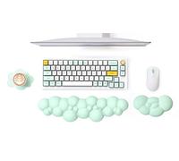MAMBASNAKE Cloud Wrist Rest Keyboard and Mouse Set with Coaster, Memory Foam Ergonomic Cushion Support Pad with Non-Slip Base, Typing and Wrist Pain Relief for Work Gaming Computer - Green
