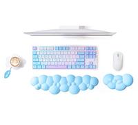 MAMBASNAKE Cloud Wrist Rest Keyboard and Mouse Set with Coaster, Memory Foam Ergonomic Cushion Support Pad with Non-Slip Base, Typing and Wrist Pain Relief for Work Gaming Computer - Blue
