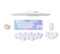 MAMBASNAKE Cloud Wrist Rest Keyboard and Mouse Set with Coaster, Memory Foam Ergonomic Wrist Cushion Support pad with Non-Slip Base, Typing and Wrist Pain Relief for Work Gaming Computer -White