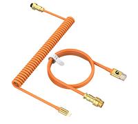 MAMBASNAKE Coiled Keyboard Cable, Pro Custom USB-C Aviator Cable for Keyboard, Type-C to USB-A HyperSpeed Line with 8KHz Return Rate with Gold Aviation Connector for PC Gaming Keyboard-Orange/C02