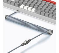 MAMBASNAKE Custom Coiled Gaming Keyboard Cable With Aluminum Fixed Rod Winder - HyperSpeed USB C Cable, For 8KHz Return Rate, 4-Pin Aviation Connector for Mechanical Keyboard - Grey/C01