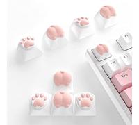 MAMBASNAKE Cute Custom Keycap, Cat Paws and Butts Mechanical Keyboard keycaps, PBT and Silicone Keycaps with Cherry Gateron MX Switches,Pink Keycaps for 60% 65% 70% 100% (8 Keycaps + Keycap Puller)