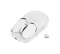 MAMBASNAKE i069 Wireless Mouse, 2.4GHz with USB Mini Receiver, Cute Silent Mouse, Transparent Shell, 7 RGB Backlit, 1600 DPI Optical Tracking, Portable 400mAh Rechargeable Noiseless Mice (White)