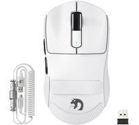MAMBASNAKE M3 39g SUPERLIGHT Wireless Gaming Mouse with Coiled Mouse Cable, PixArt PAW3395PRO Sensor, Up to 40000 DPI, BT/2.4G Wireless/Wired, 200Hrs Battery, Dual Driver, for PC/Xbox/PS/Mac (White)