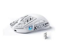 MAMBASNAKE M4 Ultra-Light Wireless Gaming Mouse, 53g, PAW3311 Sensor, 24000 DPI, Tri-Mode Bluetooth/2.4G/Wired, RGB Lighting, 400mAh Battery, 20M Clicks, for Gaming/Work - White&Stickers