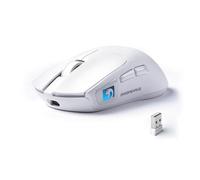 MAMBASNAKE M4 Ultra-Light Wireless Gaming Mouse, 53g, PAW3311 Sensor, 24000 DPI, Tri-Mode Bluetooth/2.4G/Wired, RGB Lighting, 400mAh Battery, 20M Clicks, for Gaming/Work - White