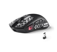 MAMBASNAKE M4 Ultra-Light Wireless Gaming Mouse, 53g, PAW3311 Sensor, 24000 DPI, Tri-Mode Bluetooth/2.4G/Wired, RGB Lighting, 400mAh Battery, 20M Clicks, for Gaming/Work - Black&Stickers
