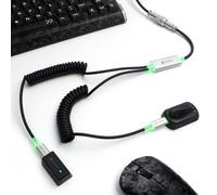 MAMBASNAKE X ATTACK SHARK C08 2-in-1 Type-C Coiled Keyboard Cable, Black | Support 8KHz & Rapid Trigger, Magnetic RGB Light, 4-Pin Steel Aviation Plug, USB C to USB A Fast Charging Data Transfer Line