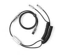 MAMBASNAKE X ATTACK SHARK C08 2-in-1 Type-C Coiled Keyboard Cable, Support 8KHz & Rapid Trigger, Magnetic RGB Light, 4-Pin Steel Aviation Plug, USB C to USB A Fast Charging Data Transfer Line - Black