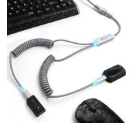 MAMBASNAKE X ATTACK SHARK C08 2-in-1 Type-C Coiled Keyboard Cable, Support 8KHz & Rapid Trigger, Magnetic RGB Light, 4-Pin Steel Aviation Plug, USB C to USB A Fast Charging Data Transfer Line - Gray