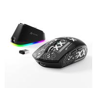 MAMBASNAKE x ATTACK SHARK G3PRO Gaming Mouse with Magnetic Charging Dock, BT/2.4G Wireless/Wired, PixArt PAW3311 Sensor, 59g Lightweight, 25000 DPI LIGHTSPEED Gamer Office Mice, PC/Mac-Black with Tape