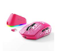 MAMBASNAKE x ATTACK SHARK G3PRO Gaming Mouse with Magnetic Charging Dock, BT/2.4G Wireless/Wired, PixArt PAW3311 Sensor, 59g Lightweight, 25000 DPI LIGHTSPEED Gamer Office Mice-Berry Red with Tape