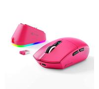 MAMBASNAKE x ATTACK SHARK G3PRO Gaming Mouse with Magnetic Charging Dock, BT/2.4G Wireless/Wired, PixArt PAW3311 Sensor, 59g Lightweight, 25000 DPI LIGHTSPEED Gamer Office Mice for PC/Mac-Berry Red