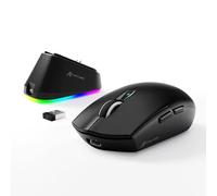 MAMBASNAKE x ATTACK SHARK G3PRO Gaming Mouse with Magnetic Charging Dock, BT/2.4G Wireless/Wired, PixArt PAW3311 Gaming Sensor, 59g Lightweight, 25000 DPI LIGHTSPEED Gamer Office Mice for PC/Mac-Black