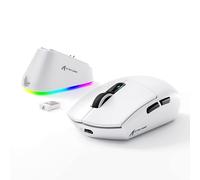 MAMBASNAKE x ATTACK SHARK G3PRO Gaming Mouse with Magnetic Charging Dock, BT/2.4G Wireless/Wired, PixArt PAW3311 Gaming Sensor, 59g Lightweight, 25000 DPI LIGHTSPEED Gamer Office Mice for PC/Mac-White