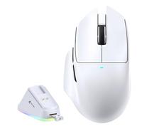 MAMBASNAKE x ATTACK SHARK V6 Wireless Gaming Mouse with Magnetic Charging Dock,65g Lightweight Mice,PAW3311 Sensor, 25,000 DPI,BT/2.4G/USB-C, 100M Clicks,500mAh Battery for Right Hand-White