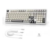 MAMBASNAKE x Attack Shark X98 Gasket Mechanical Keyboard 102 Key,Wireless Gaming Keyboard with Coiled Cable,Tri-Mode 2.4G/BT/USB-C,Hot Swappable Linear Switch with Numpad,RGB,NKRO for Win/Mac(White)