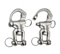 MAMDAFAON Pair of 3-1/2" Jaw Swivel Snap Shackle 316 Stainless Steel Metal Clasps，Quick Release Snap Hook for Sailing Rigging Shackles