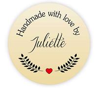 MameArt Pack of 50 Stickers Personalised Wedding Handmade with Love, 4 cm Sticker Jelly Jam Sticker Christening Communion Birthday Celebrations Gifts Presents (DE08)