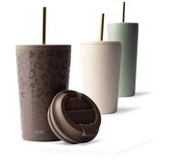 MAMEIDO Insulated Tumbler with Straw and Lid 470 ml, Leakproof Travel Mug BPA-Free, Coffee Cup for Hot & Cold Drinks (Wild Allure)
